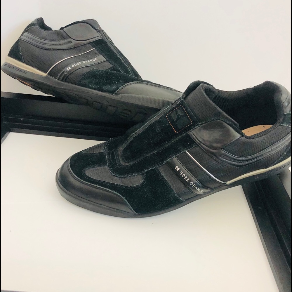 HUGO BOSS ORANGE Black Suede Leather Slip On Shoes